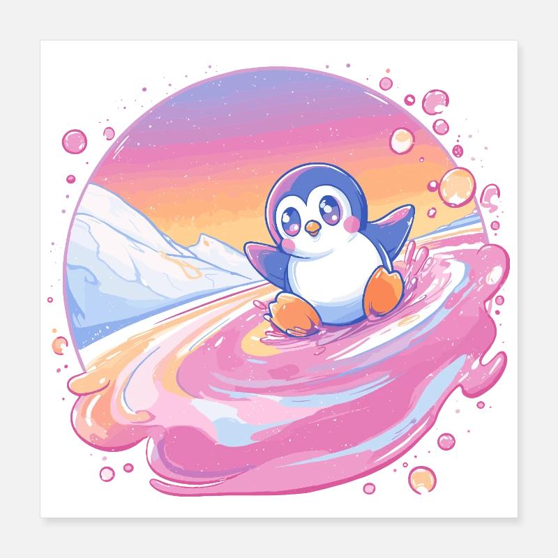 Pastel Penguin Spritz Poster 40 x 40 cm