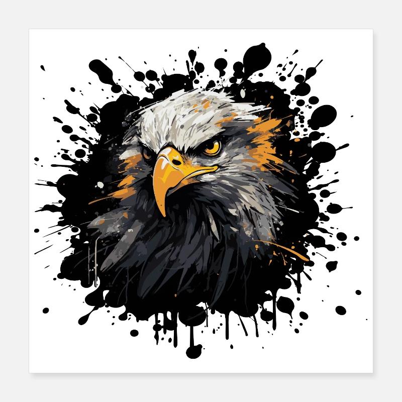 Adlerkopf Farb Splash Poster 40x40 cm