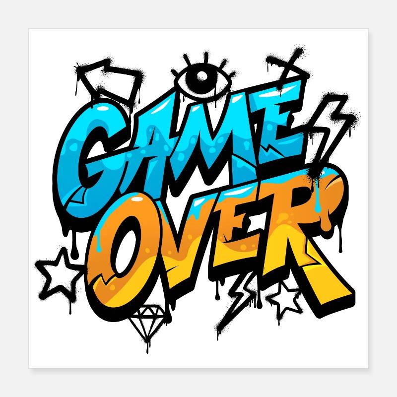Spiel vorbei Neon Splash Poster 40x40 cm
