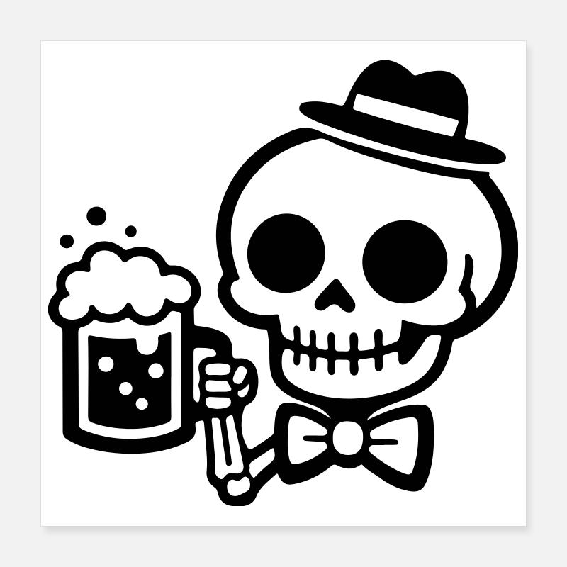 Skeleton Beer Poster 16" x 16" (40x40 cm)