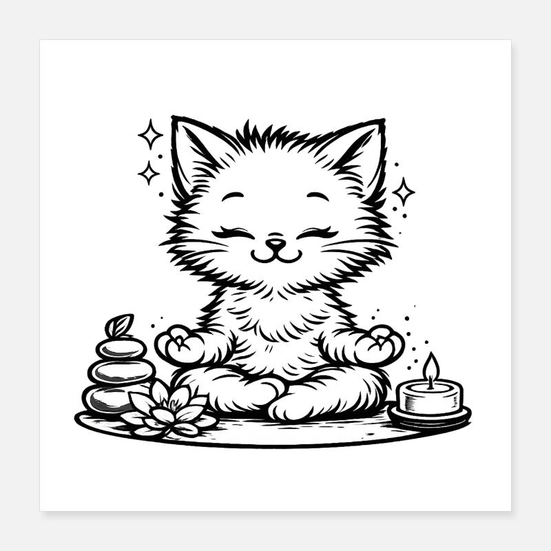 Zen-Kätzchen  Poster 40x40 cm