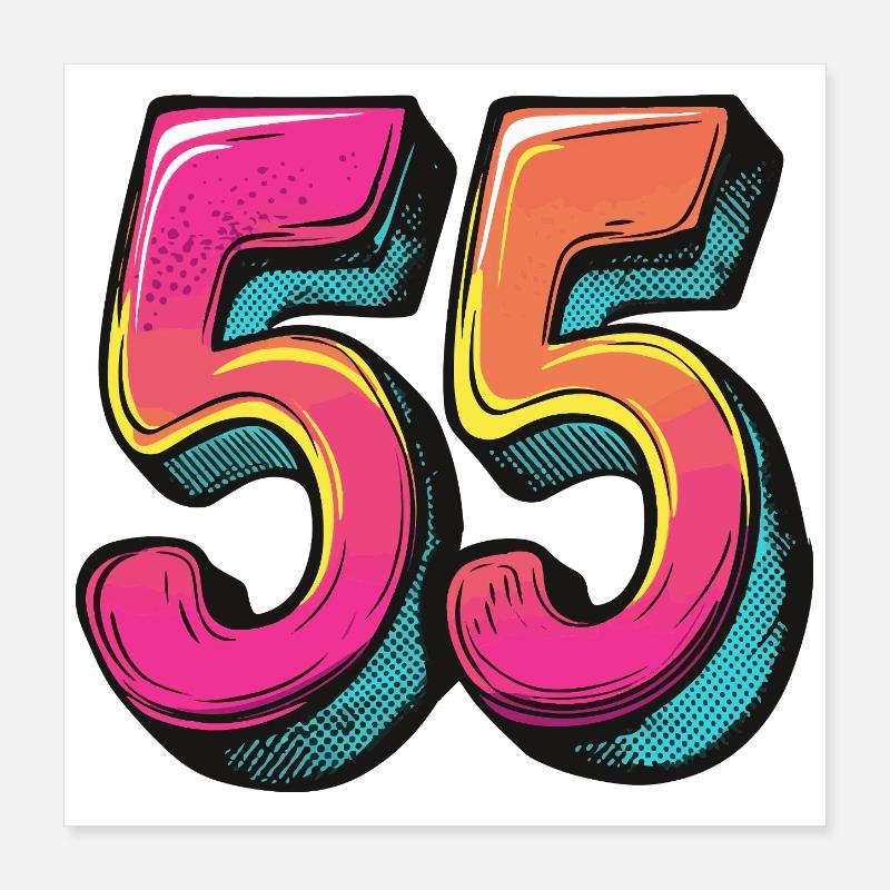 55 Nombre coloré Poster 40 x 40 cm