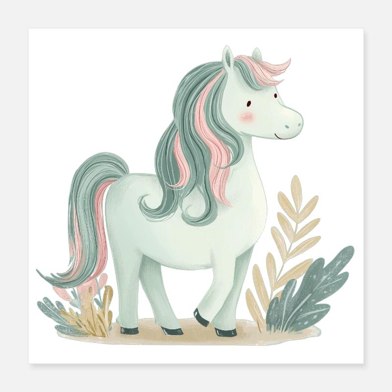 Niedliches Pony Pferd Poster 40x40 cm