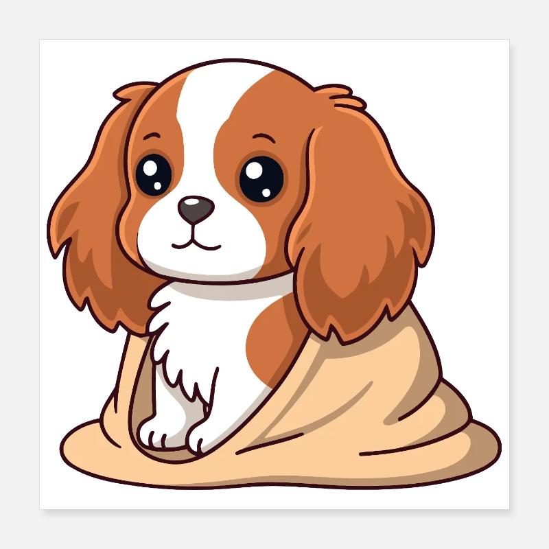 Chien cavalier Douceur Beige Poster 40 x 40 cm