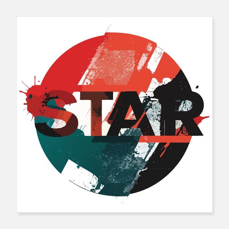 Conception du cercle Star Grunge Poster 40 x 40 cm