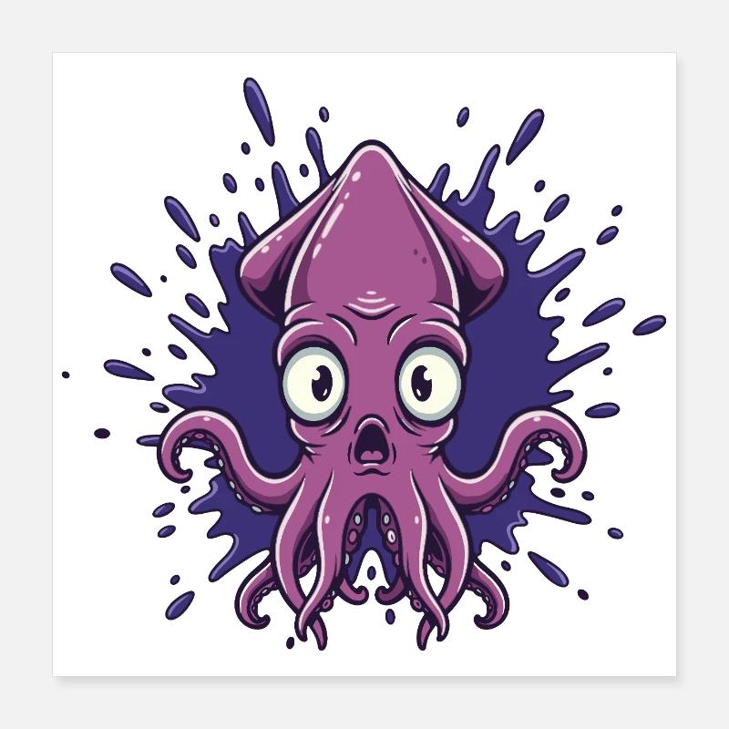 Crazy Ink Octopus Splash Poster 16" x 16" (40x40 cm)