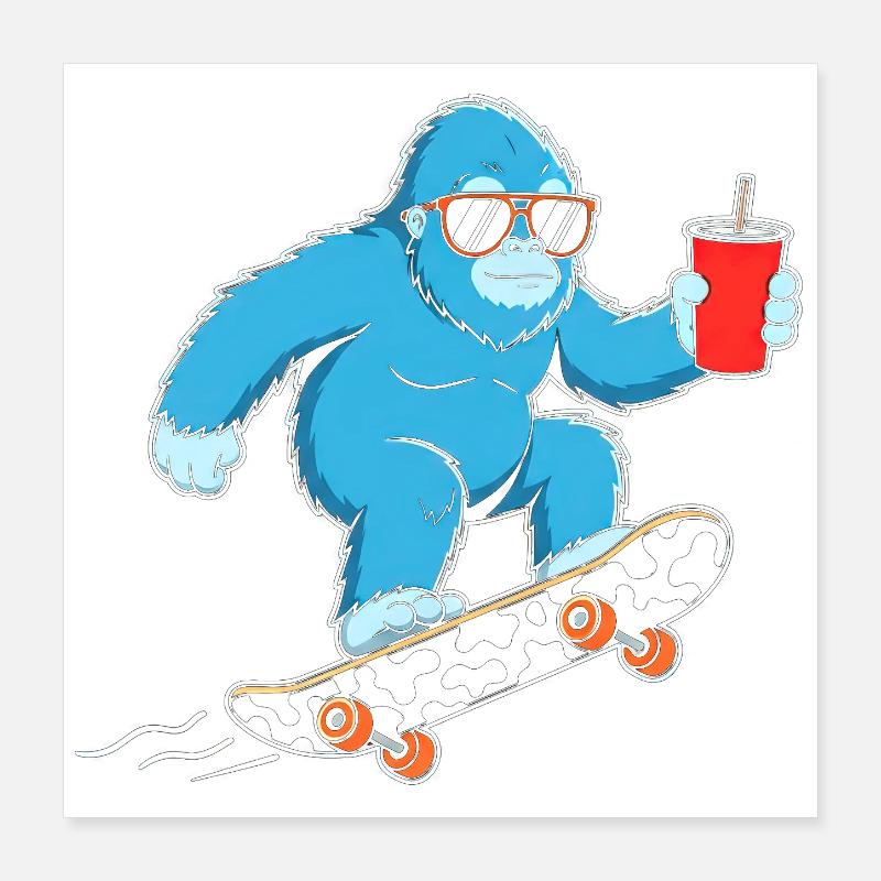 Blauer Yeti Skate & Drink Poster 40x40 cm