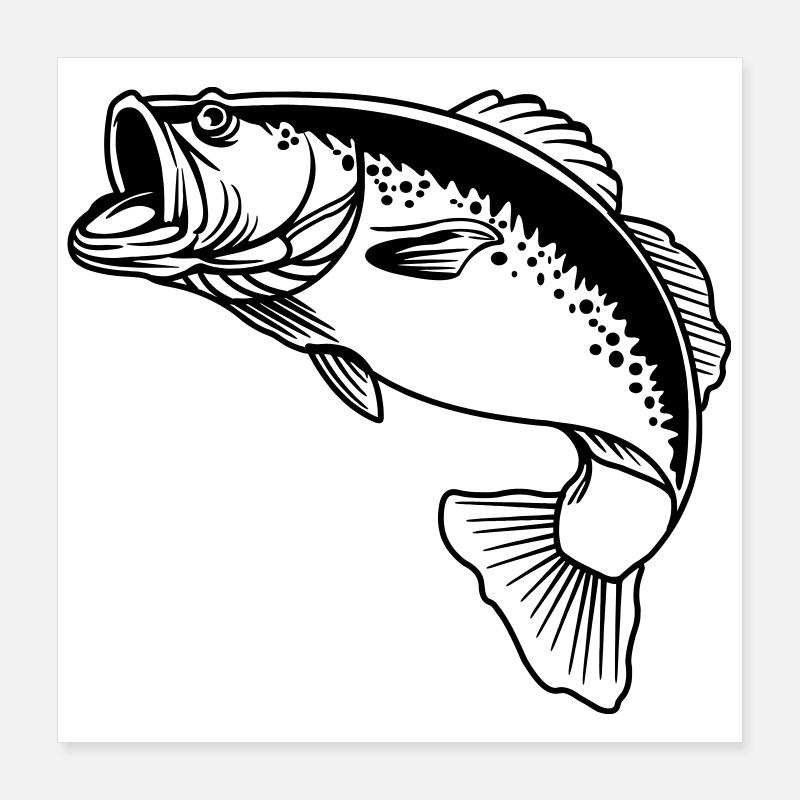 Logo transparent de poisson pour pêcheur Poster 40 x 40 cm