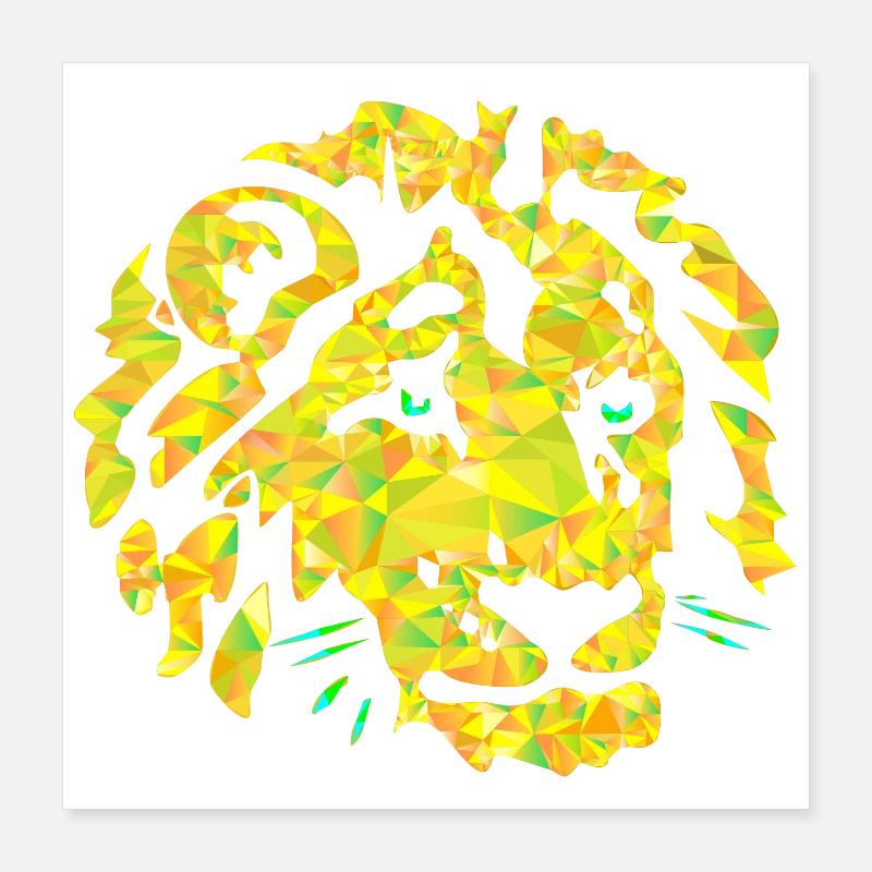 Polygon Leo Head Poster 16" x 16" (40x40 cm)