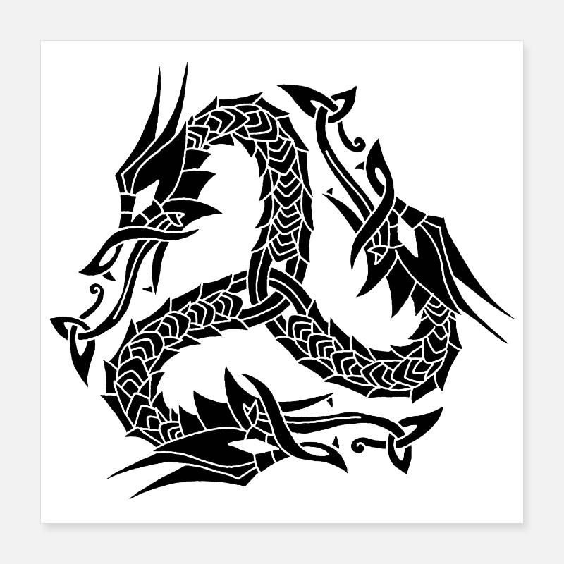 Hydre noire celte Poster 40 x 40 cm