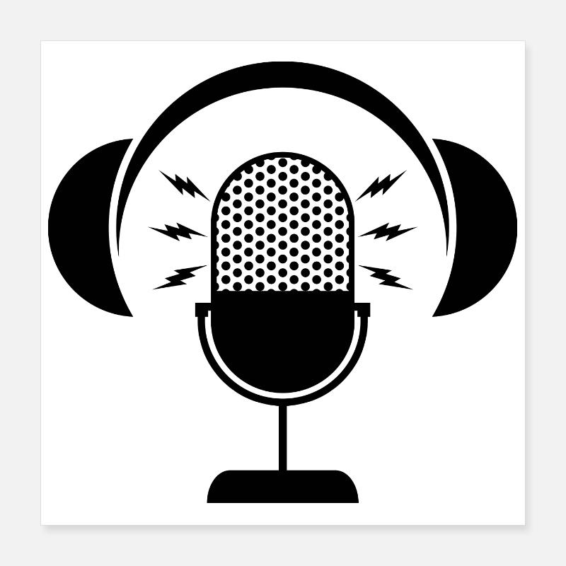 Podcast-Mikrofon & Kopfhörer Poster 40x40 cm
