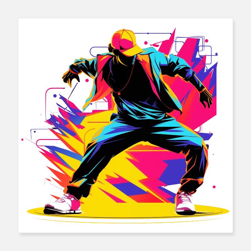 90s Colors Breakdancer Poster 16" x 16" (40x40 cm)