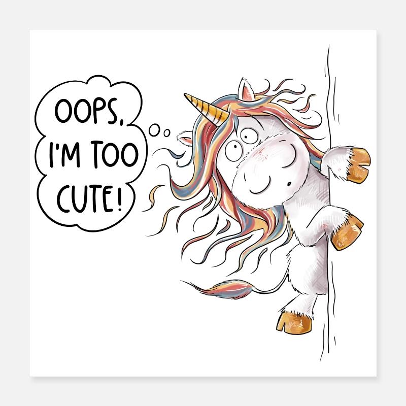 Too Cute Regenbogen Einhorn Fantasy Poster 40x40 cm