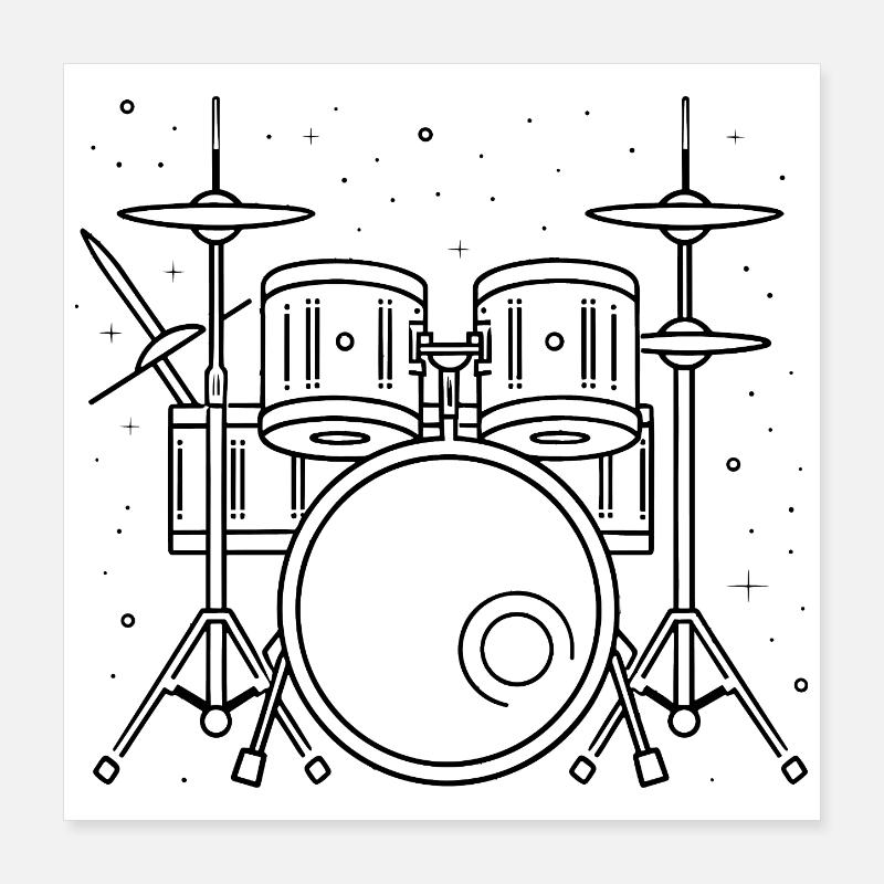 Drum Set Zeichnung Poster 40x40 cm