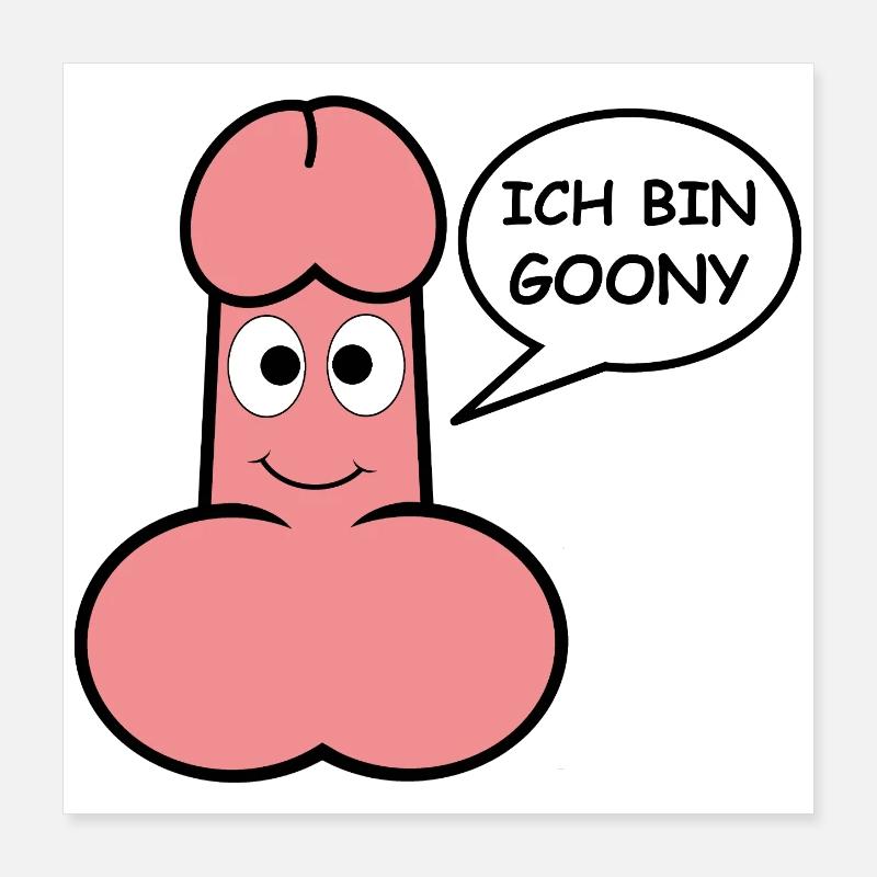Goony rose dessin animé pénis humour Poster 40 x 40 cm