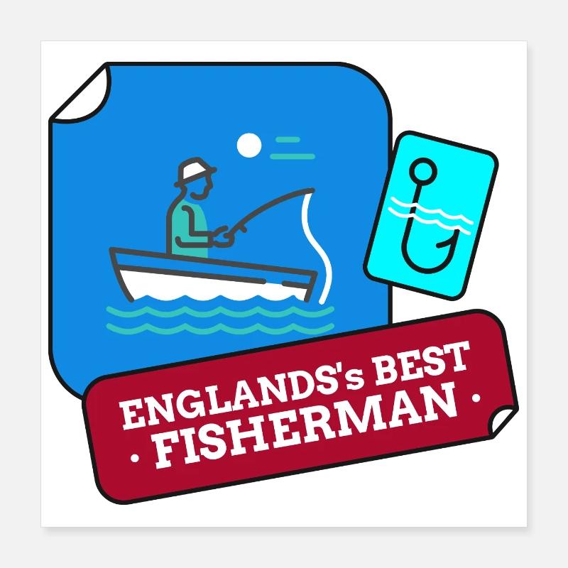 Le meilleur design de pêcheur d’Angleterre Poster 40 x 40 cm