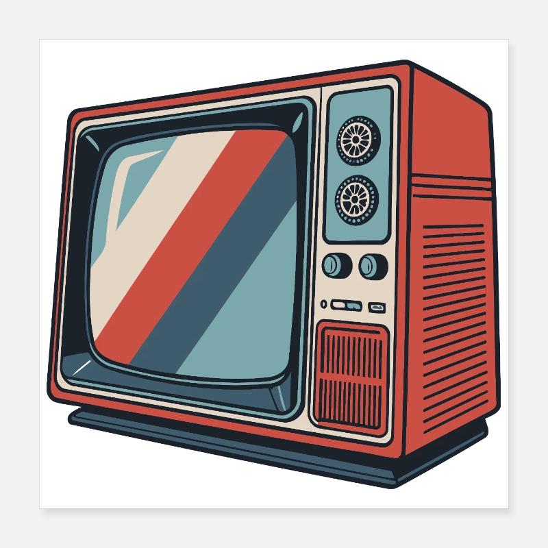 Retro TV Stripes Vintage Pattern Poster 16" x 16" (40x40 cm)