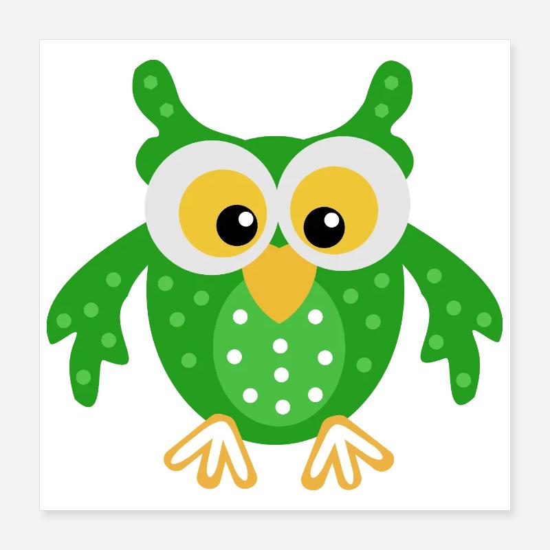 Hibou vert avec des points Poster 40 x 40 cm
