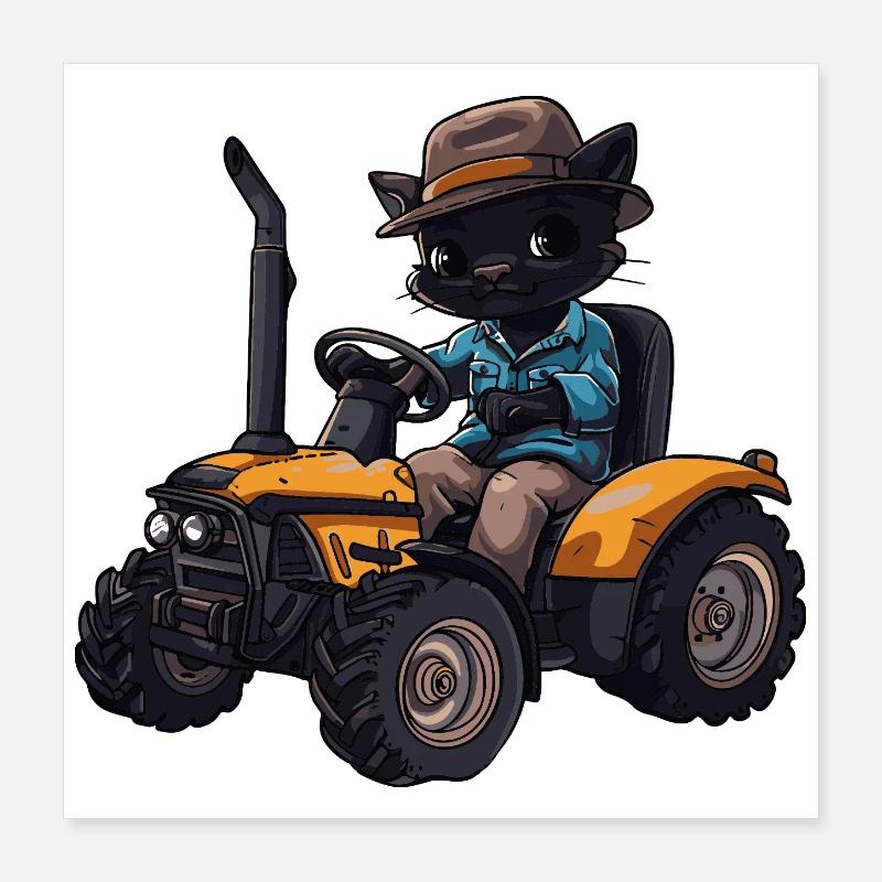 Panther Tractor Farmer Poster 16" x 16" (40x40 cm)