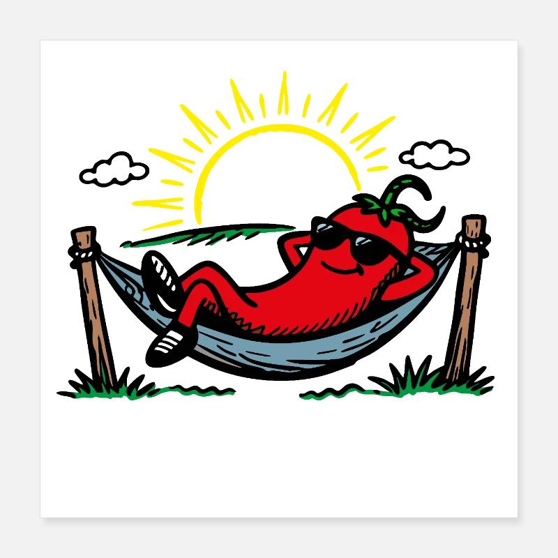 Chili glaçant Jeu de mots drôle Chilli Chilling Poster 40 x 40 cm