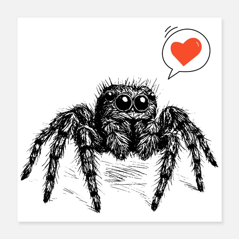 Jumping spider with heart Poster 16" x 16" (40x40 cm)