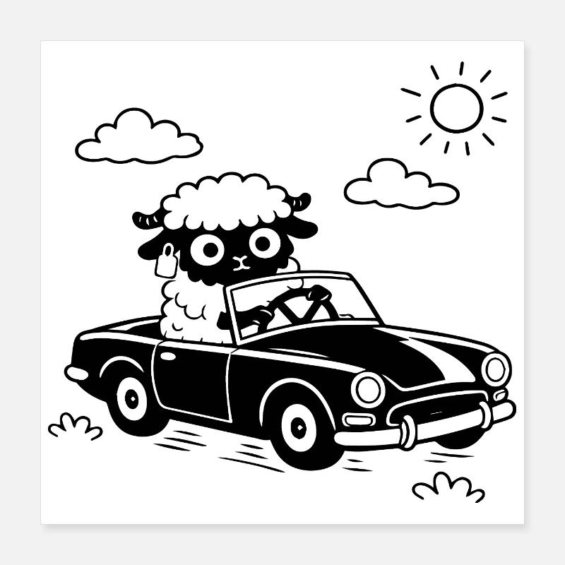 Sheep Cabrio Poster 40x40 cm