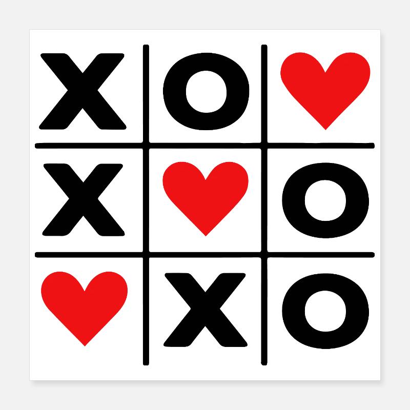 Minimal Red Hearts Love Cute Aesthetic Poster 16" x 16" (40x40 cm)