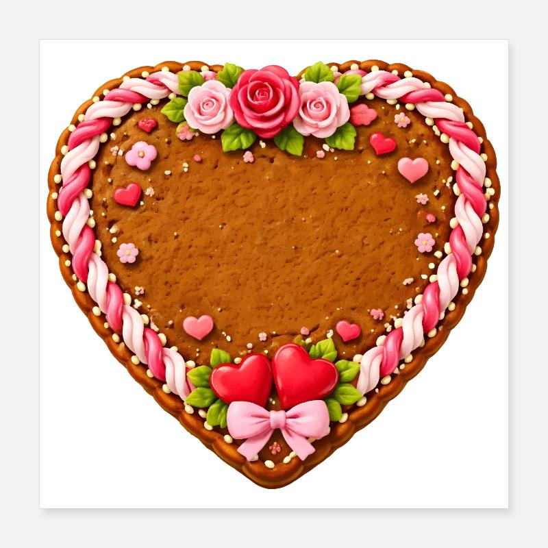 Gingerbread heart motif for self-labeling Poster 16" x 16" (40x40 cm)