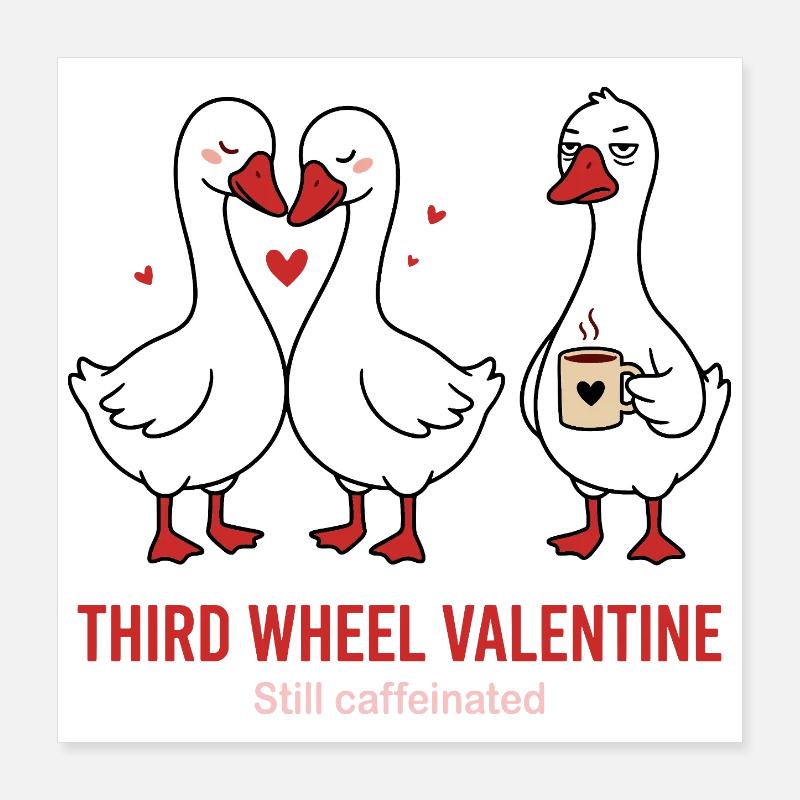 Third Wheel Valentine - Design Café Simple Poster 40 x 40 cm