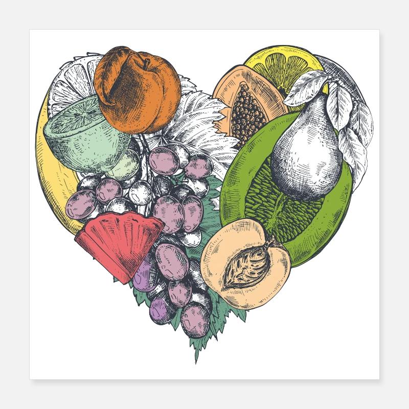 Fruit Heart Collage Poster 16" x 16" (40x40 cm)