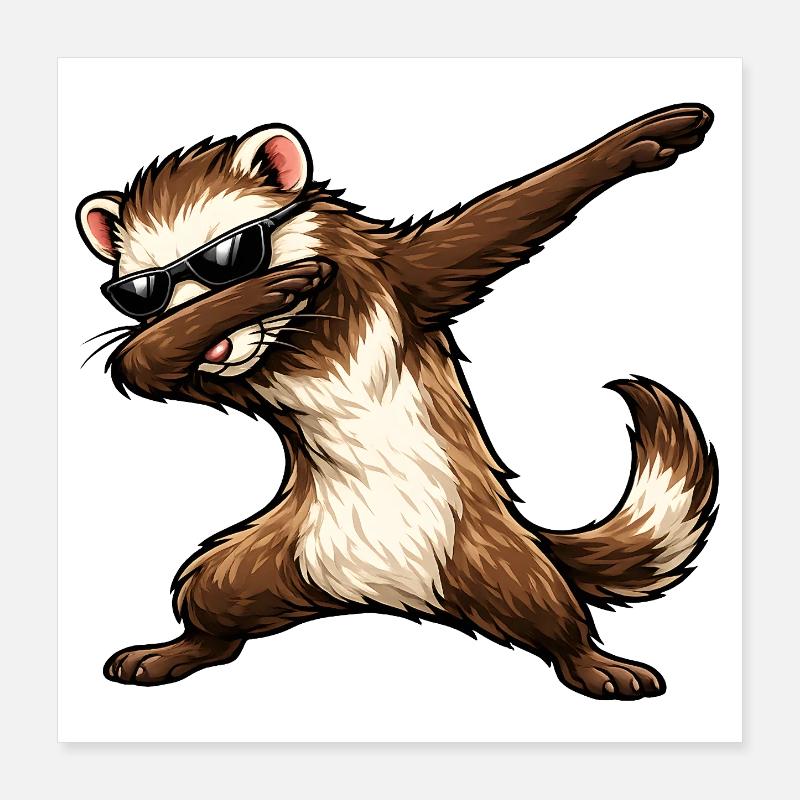 Dabbing Ferrets Poster 16" x 16" (40x40 cm)