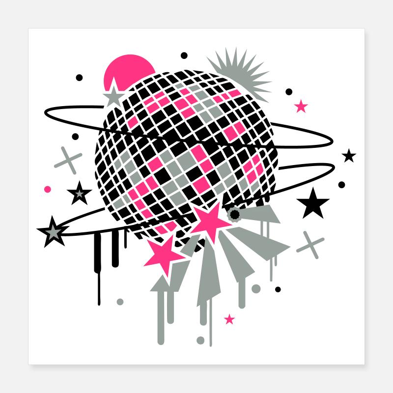 Disco Kugel Poster 40x40 cm