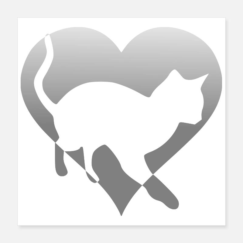 Chat chat dans un cœur Poster 40 x 40 cm