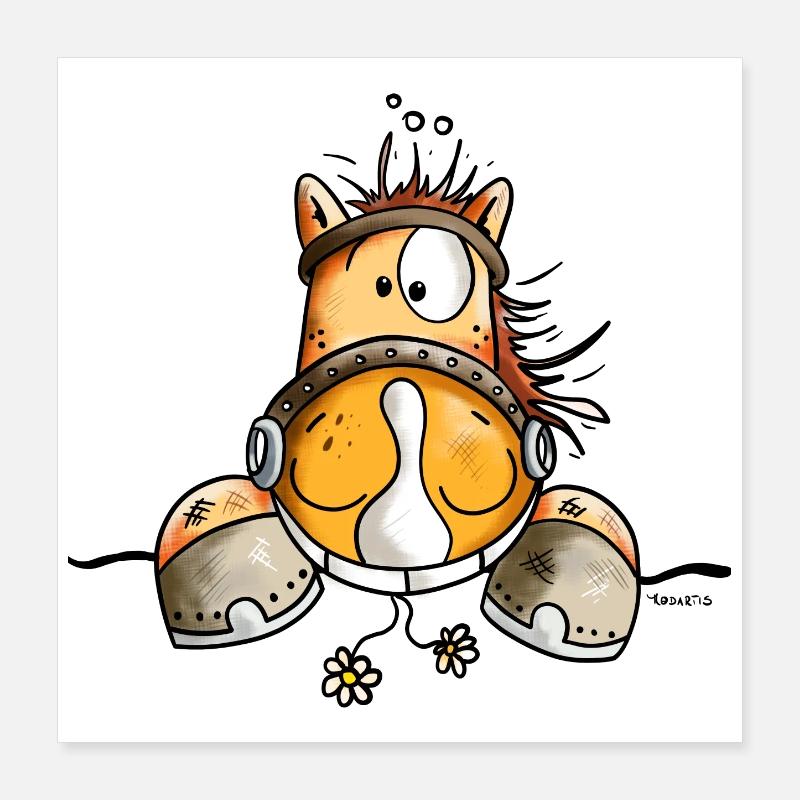 Drôle Cheval Poster 40 x 40 cm