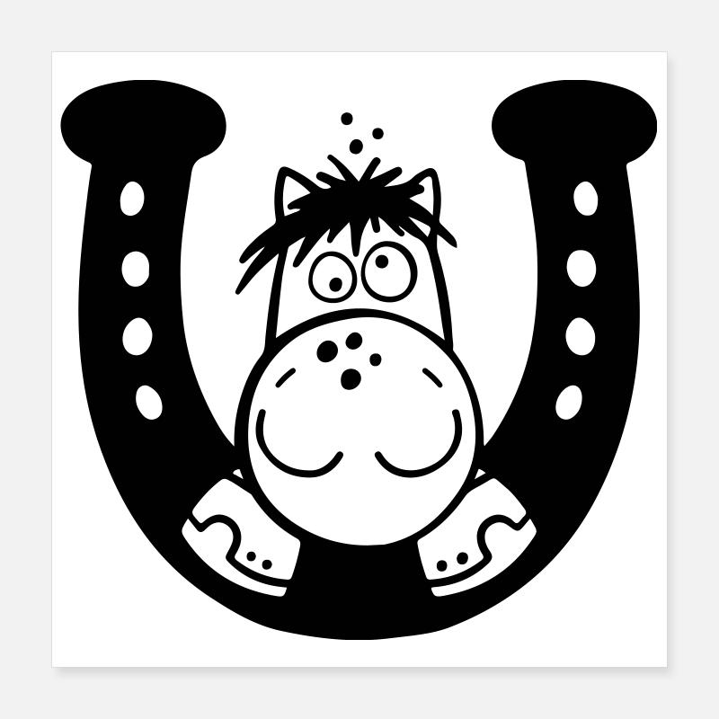 Pferd auf Hufeisen Poster 40x40 cm