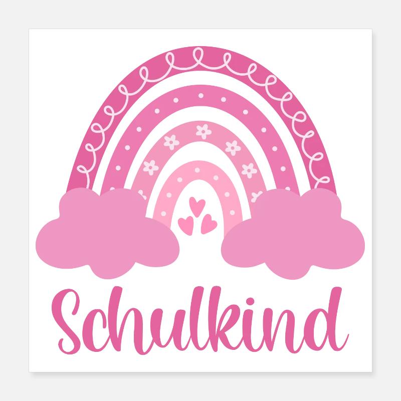 Schulkind Regenbogen Poster 40x40 cm