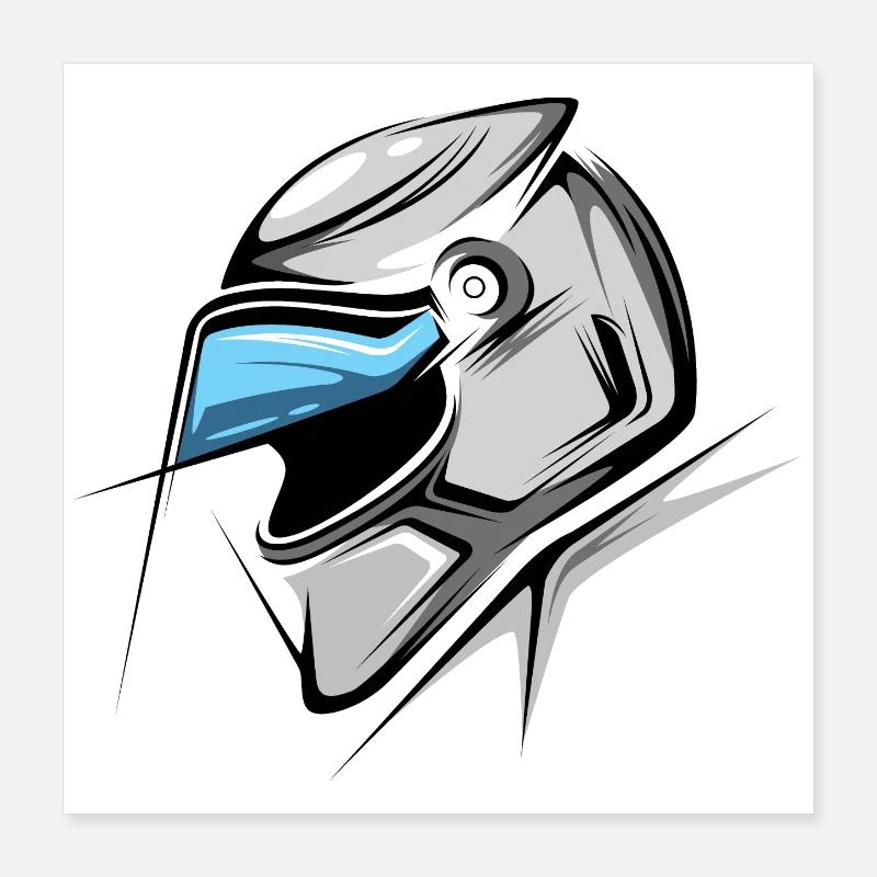 Formule Illustration Casque Graphique Voitures de course Poster 40 x 40 cm