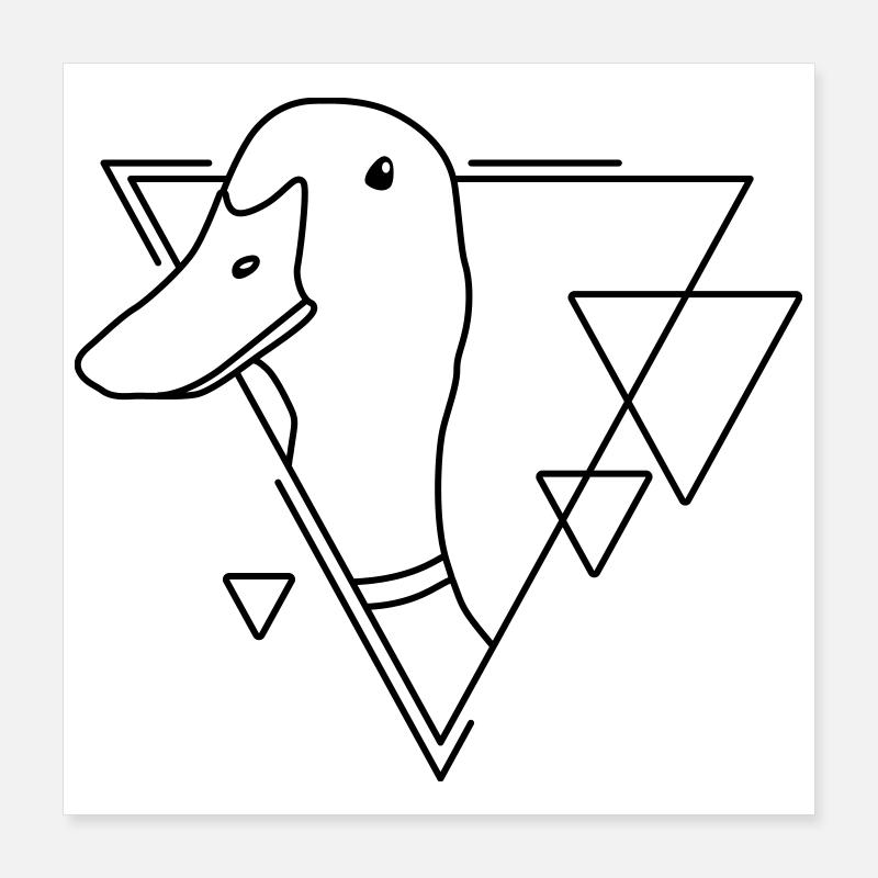 Ente in geometrischer Form - Line-Art-Design Poster 40x40 cm