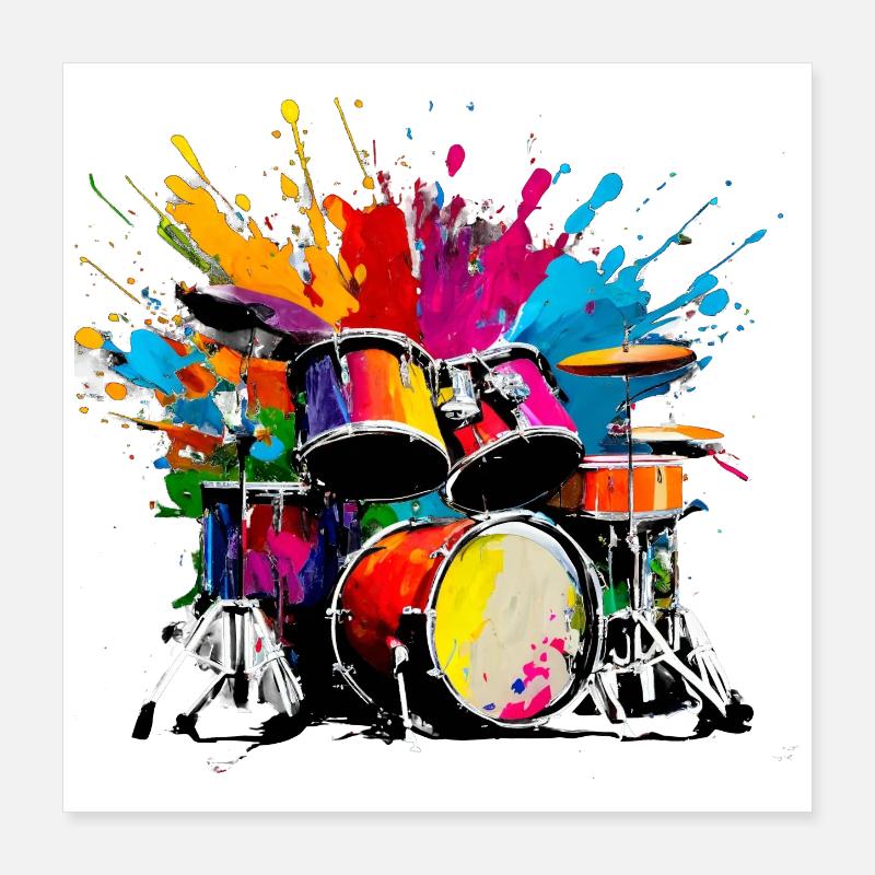 Bunte Perkussion Poster 40x40 cm