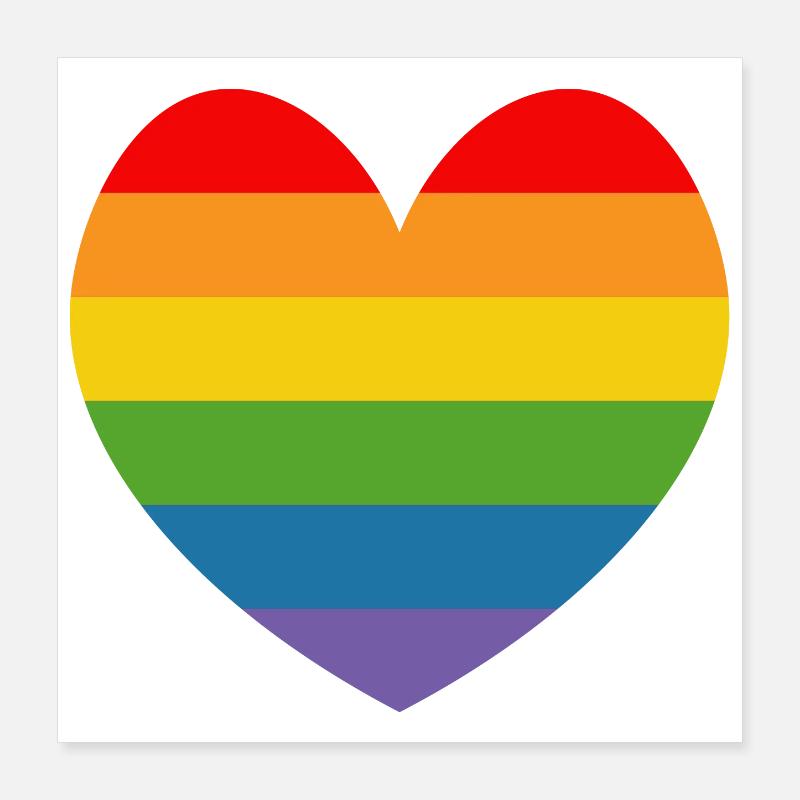 LGBT CSD TShirt Regenbogen HERZ Poster 40x40 cm