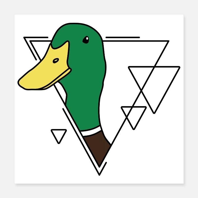 Colored duck in geometric design Poster 16" x 16" (40x40 cm)
