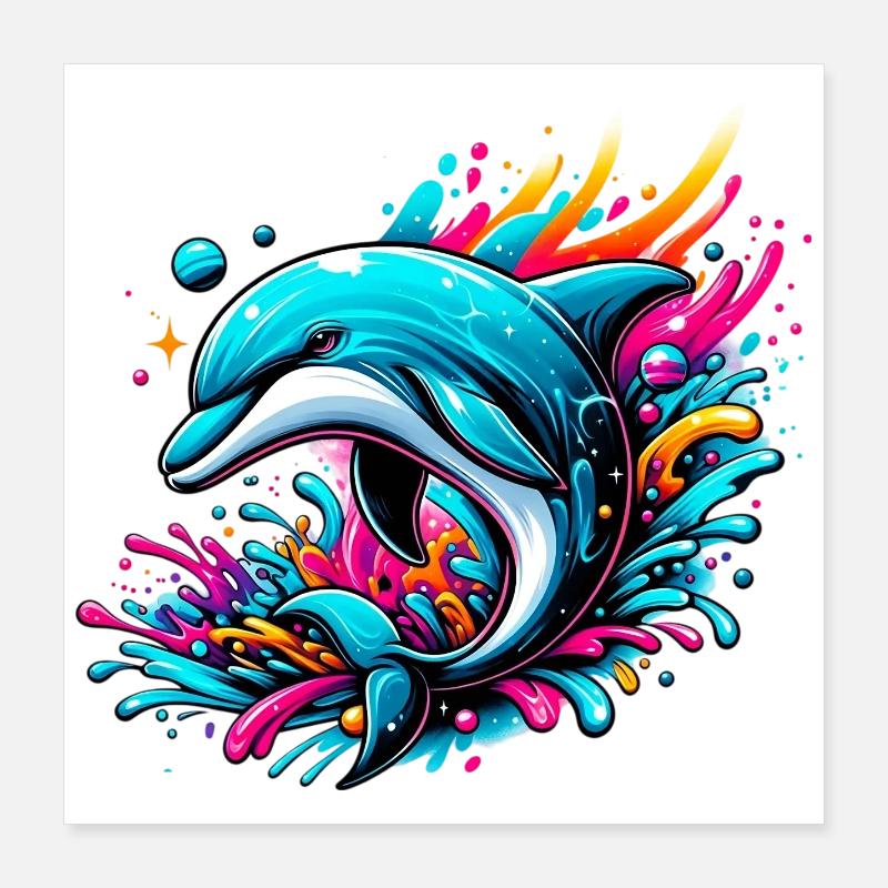 Dolphin Poster 16" x 16" (40x40 cm)