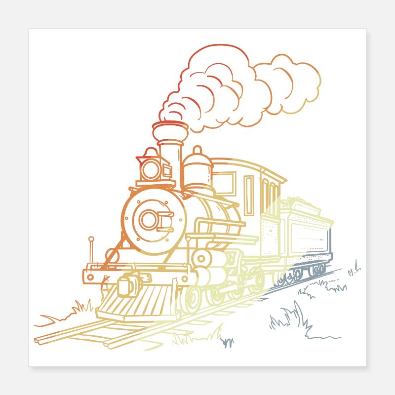 Railway Line Art Poster 16" x 16" (40x40 cm)