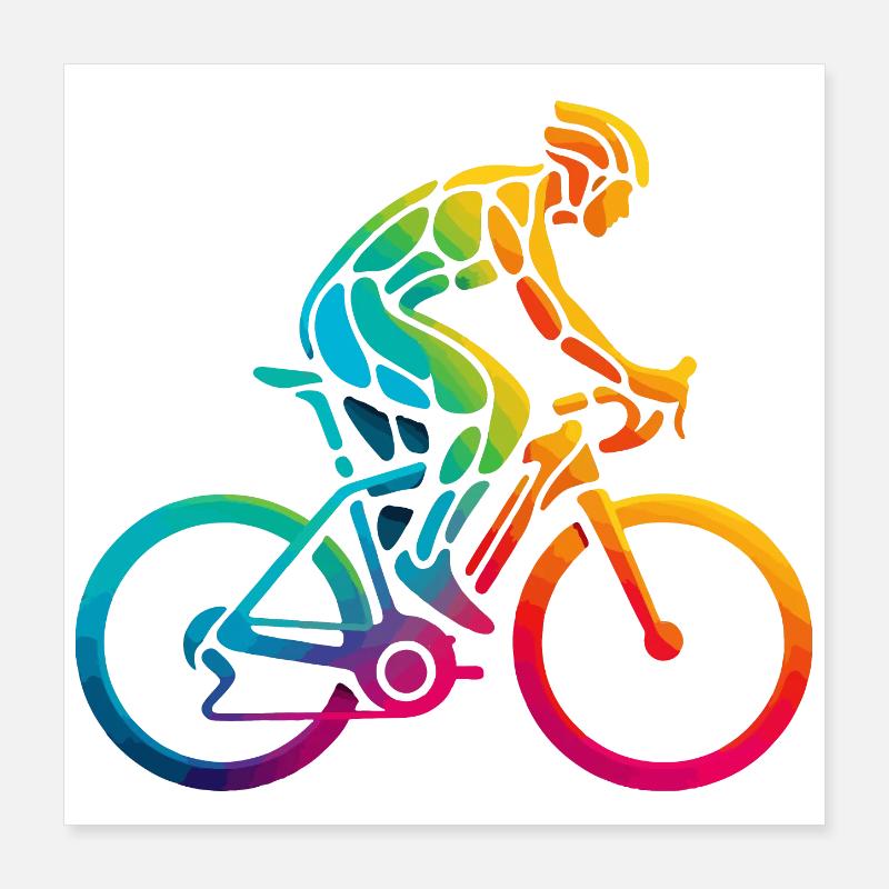 Vibrant Rainbow Cycling Art Poster 16" x 16" (40x40 cm)