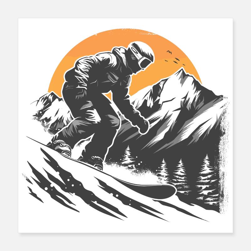 Dessin de snowboarder Poster 40 x 40 cm