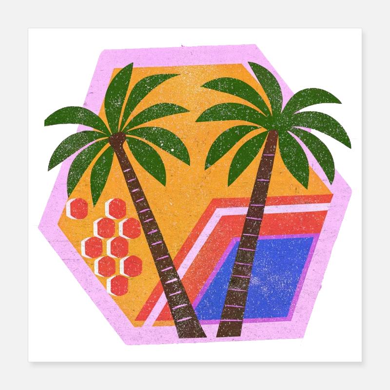 Décor tropical rétro enchanté Poster 40 x 40 cm