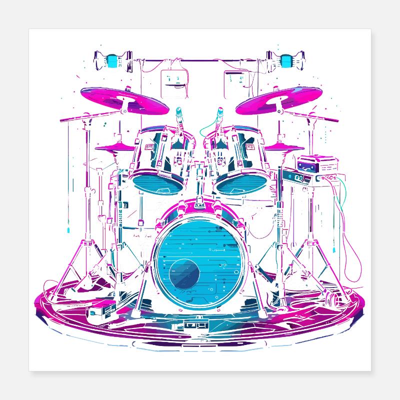 Drums Graphics Poster 16" x 16" (40x40 cm)