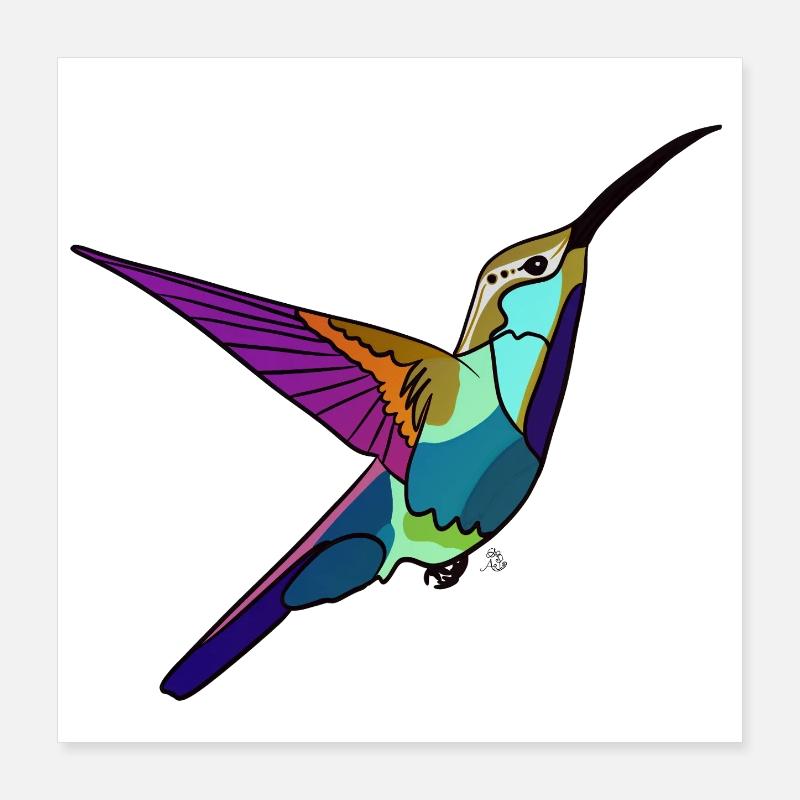 Kolibri farbig Poster 40x40 cm