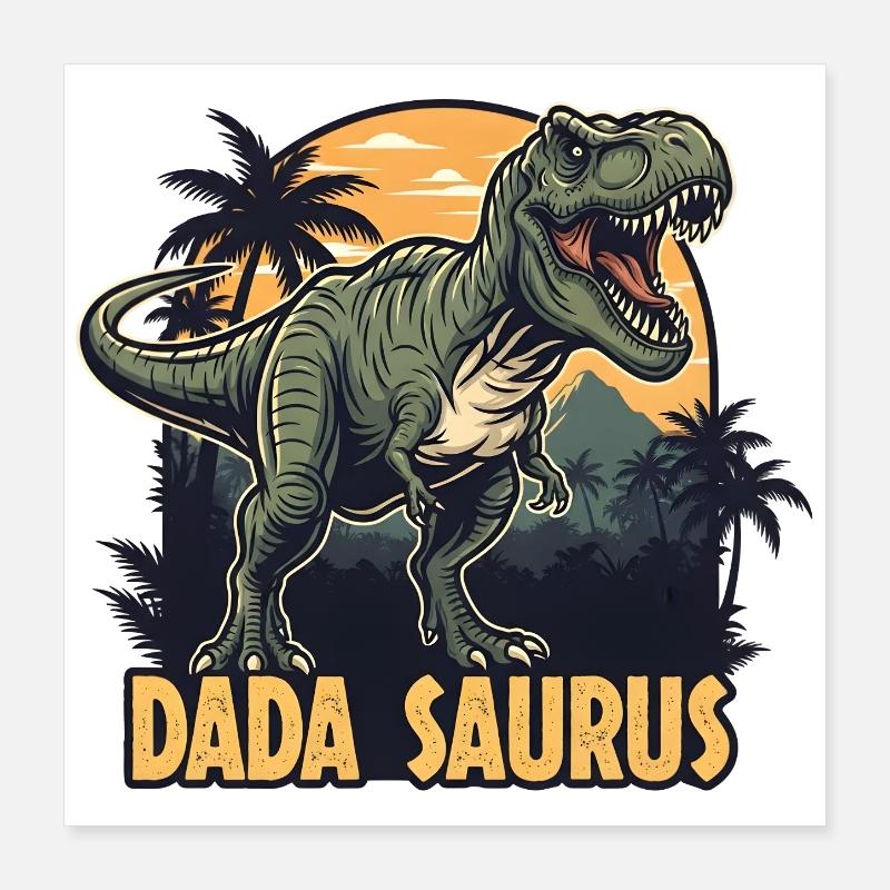 Dada Saurus T-Rex Illustration Poster 16" x 16" (40x40 cm)