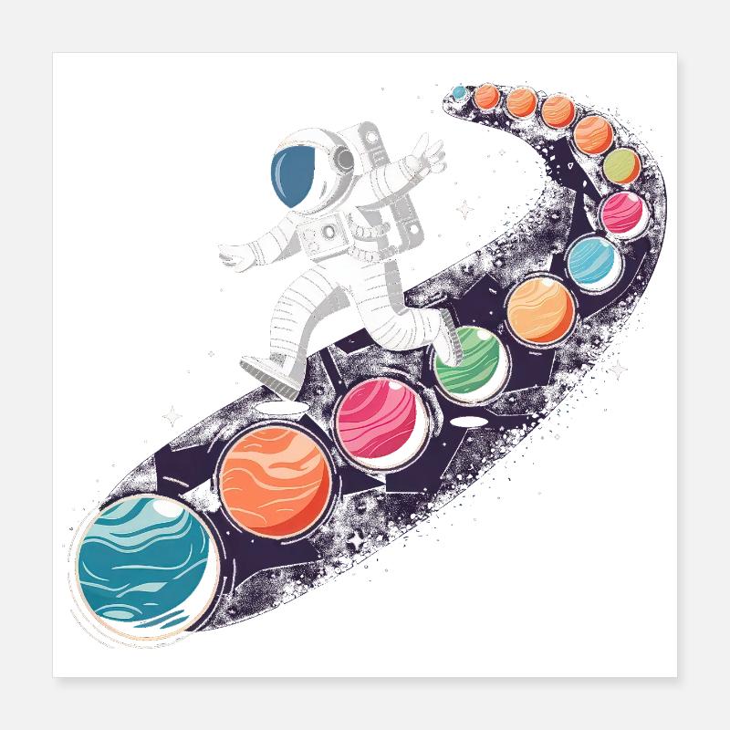 Conception d'astronautes d'aventure spatiale pour enfants Poster 40 x 40 cm